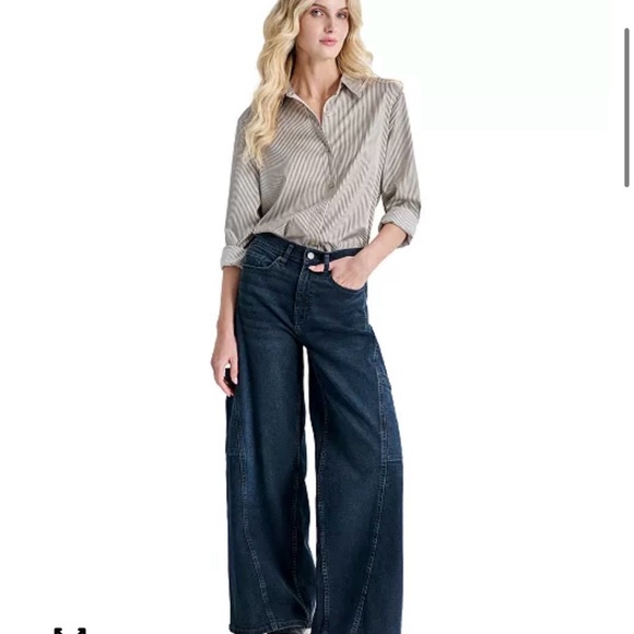 Dkny Denim - DKNY High Rise, Wide Leg Jeans